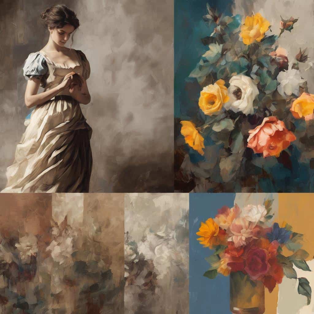 Οπτικά έργα τέχνης με γυναίκες και λουλούδια, εξερευνώντας τα όρια της τέχνης και της δημιουργικότητας.